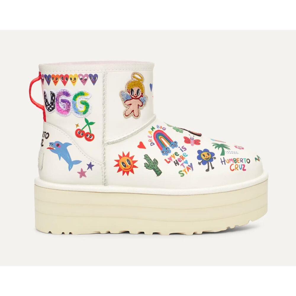 UGG x Humberto Cruz White Classic Mini Platform Boots New